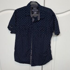 Broken threads Navy Short-Sleeve Button-Down Shirt with Anchor Motif